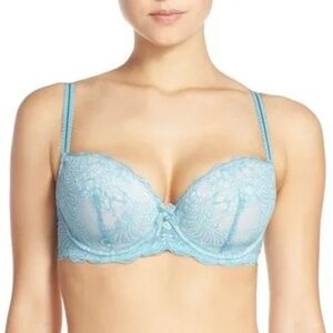 Le Mystere ‘Sophia’ Lace T-Shirt Bra in Waterfall Blue - 32DD - NWT